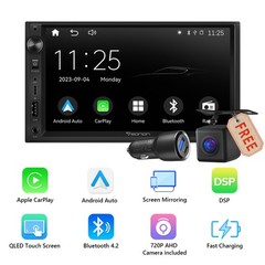 Android Auto 7″ QLED 2 DIN Car Stereo Radio Head Unit Wireless CarPlay Universal