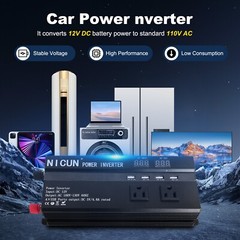 6000W LCD Car Power Inverter DC 12V To AC 110V Pure Sine Wave Solar Converter