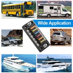 6 Way Fuse Block with Negative Bus Blade Fuse Holder for Automotive Car Truck RV