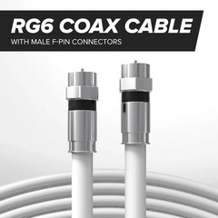 Coaxial Cable, 30 FT, RG6, Coax, TV Wire, Flexible, Indoor/Outdoor, Cable for Hi