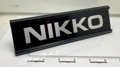 Nikko Logo Desk Sign – Custom Black & Silver Aluminum Reversible Insert