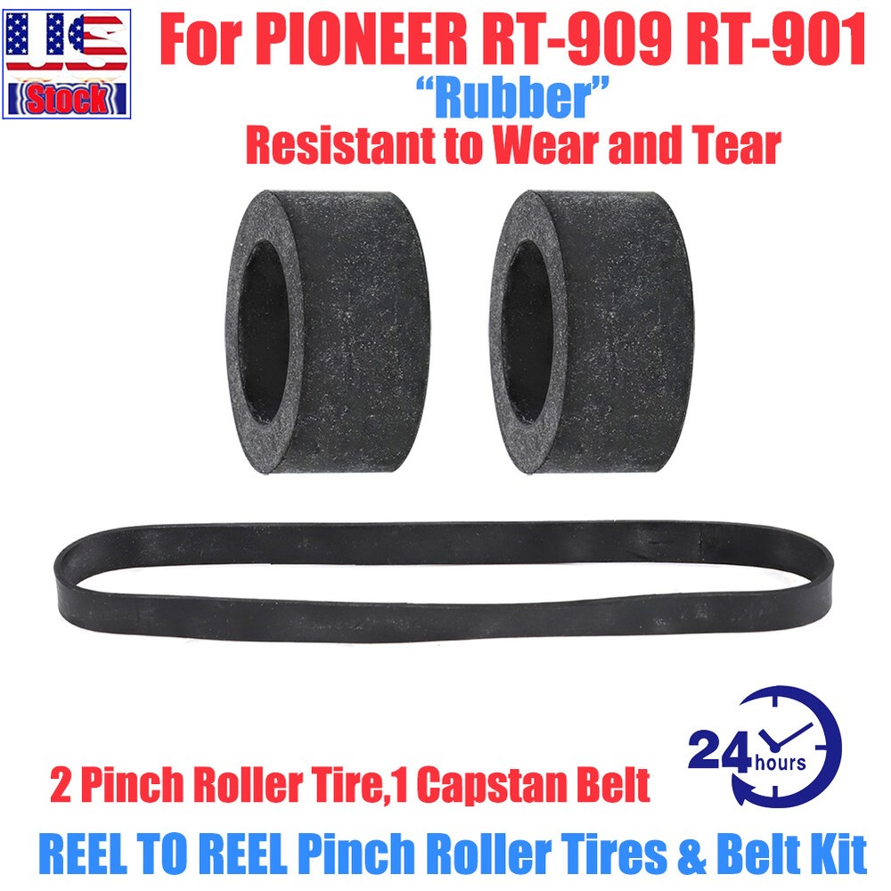 Pinch Roller Tires Kit For Pioneer RT-909 RT-901 Reel to Reel With Capstan Belt
