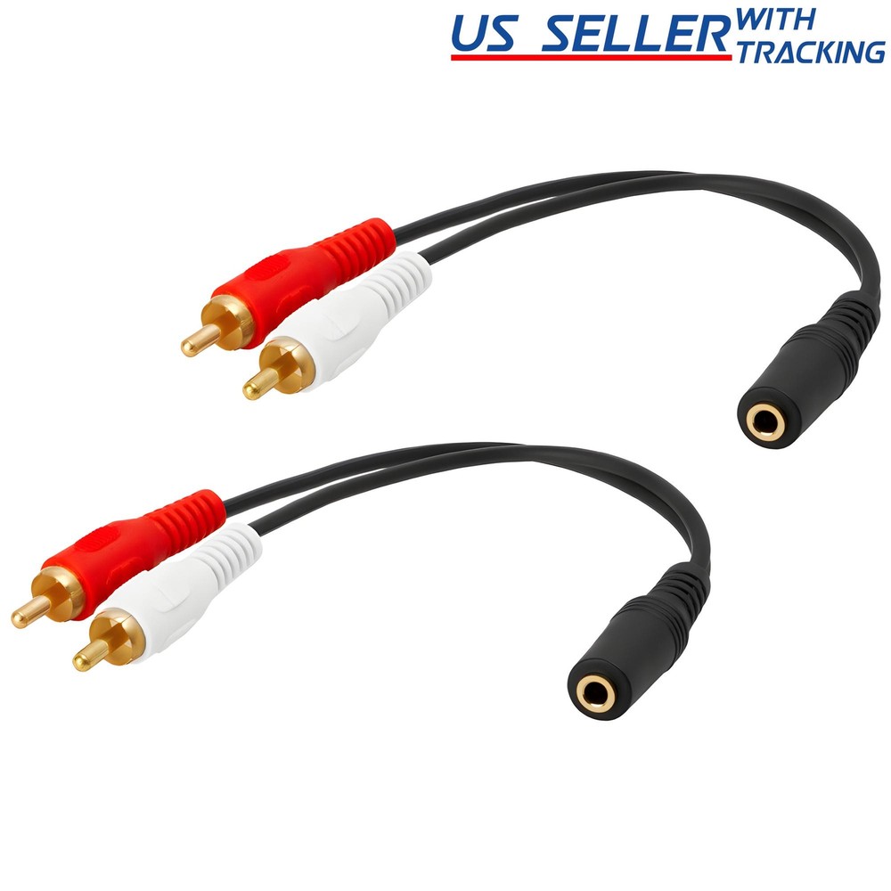 2 Pack 3.5mm Audio to 2 RCA Cable 1/8″ Stereo Female to 2RCA Male Y Splitter Aux