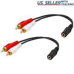 2 Pack 3.5mm Audio to 2 RCA Cable 1/8″ Stereo Female to 2RCA Male Y Splitter Aux