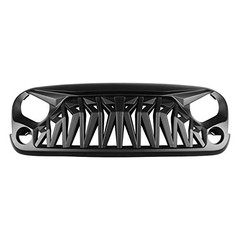 Front Grill Shark Grille Compatible with 2007-2018 Jeep Wrangler Matte Black