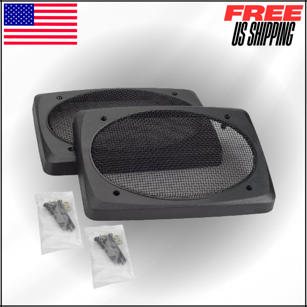 Speaker Grills Black Wire Mesh Durable ABS Plastic Frame Pair 6″x9″