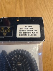 vintage VANCO XC-100 Coiled 25ft STEREO HEADPHONE EXTENSION CORD – NEW OLD STOCK