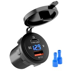 12V USB C Charger Port Fast Car Charger PD & QC Outlet Socket for Boat RV Marine