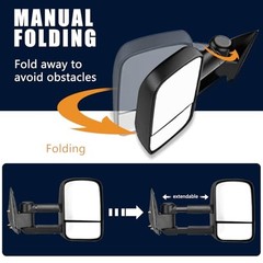 New Pair Towing Mirrors Manual Operated Textured Black Telescoping Trailer