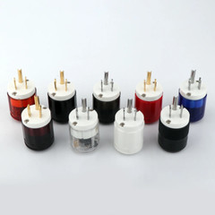 Pair Gold/Rhodium Plated US AC Audio Mains Plug IEC C15 HiFi Power Wire Connetor