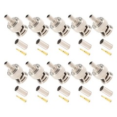 BNC 50 Ohm Crimp Male Plug 10-Pack Suit RG58C/U T&M Probe Extension Cords RoHS 3