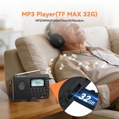 Retekess V115 Portable AM/FM/SW Radio MP3 Player Rechargeable Digital Gifts Home