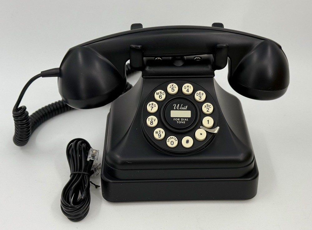 Crosley Model CR62 Classic Desk Phone Black Push Button Land Line Rotary NWOP