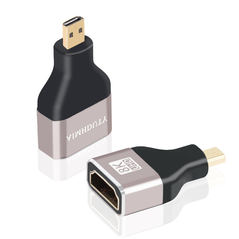 AIMHDUTY Micro HDMI to Adapter, 2 Pack Gold Plated, 8K@60Hz, Black