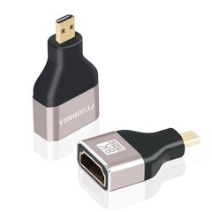 AIMHDUTY Micro HDMI to Adapter, 2 Pack Gold Plated, 8K@60Hz, Black