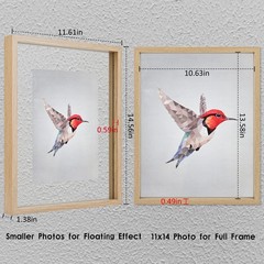 MUYE 11×14 Floating Frame Set of 2,Double Glass Rustic 11×14, Natural