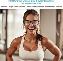 Smart Glasses for Men Women, Open Ear, IP67 Waterproof, Bluetooth 5.4 Voice Assi