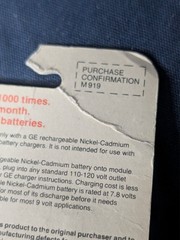 Vintage NiCd 9V 9 Volt Rechargeable Battery with plug in charger