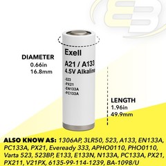 Exell Battery A21PX Battery NEDA ANSI 1306M Eveready E133 Varta 523BP