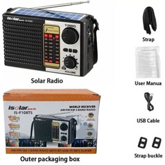 Solar Radio Portable FM/AM SW Digital Bluetooth Speaker MP3 Player Rechargeable