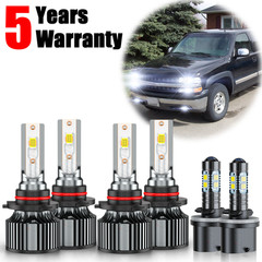 For GMC Sierra 1500 2500 1999 2000 2001 2002 LED Headlights + Fog Lights Bulbs