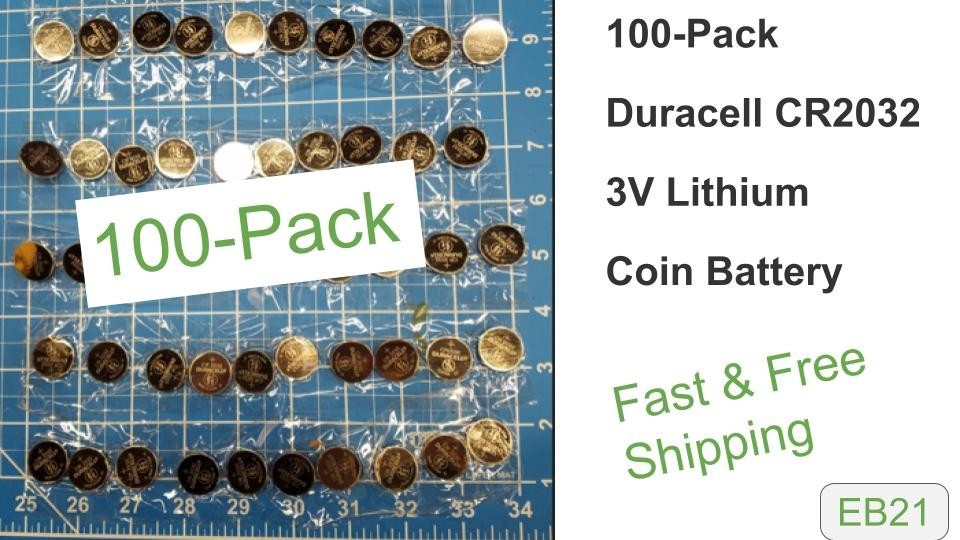 100-Pack Duracell CR2032 3V Lithium Coin Battery Fast + Free Ship from USA