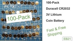 100-Pack Duracell CR2032 3V Lithium Coin Battery Fast + Free Ship from USA