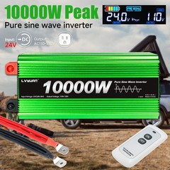 10000W Peak Pure Sine Wave Inverter 12V DC to 110V AC with LED Remote Control