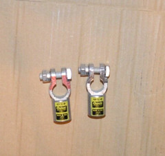 Positive & Negative 4/0 AWG Straight Barrel Top Post Battery Terminal Cable Ends