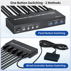 USB 3.0 HDMI Displayport KVM Switch Box 4K@60Hz USB 3.0 UHD HDMI 2.0 Monitor 4X2