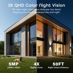 Geeni Falcon Solar Wireless Security Cameras 5MP 2K+ Color Night Vision 2 Pack
