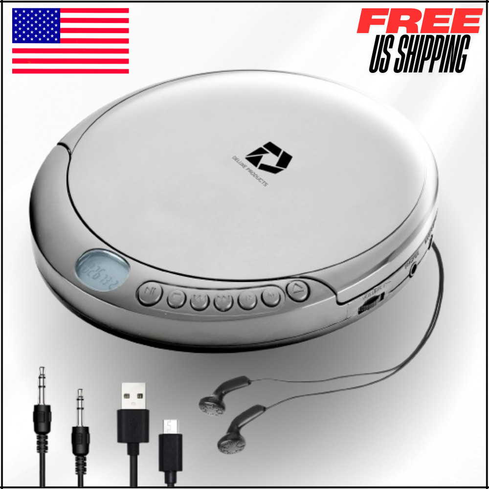 CD Player W 60 Second Anti Skip, Stereo Earbuds, Aux in Cable & AC USB Cable