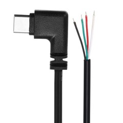 2 Pcs 0.25M/0.8Ft Right Angle Type C Male Plug Wire Cable 28AWG 12V 3A 4 Pin