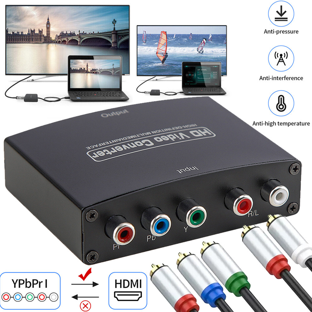 YPbPr Component to HDMI Converter Stereo Audio Video L/R 5RCA RGB Adapter 1080P