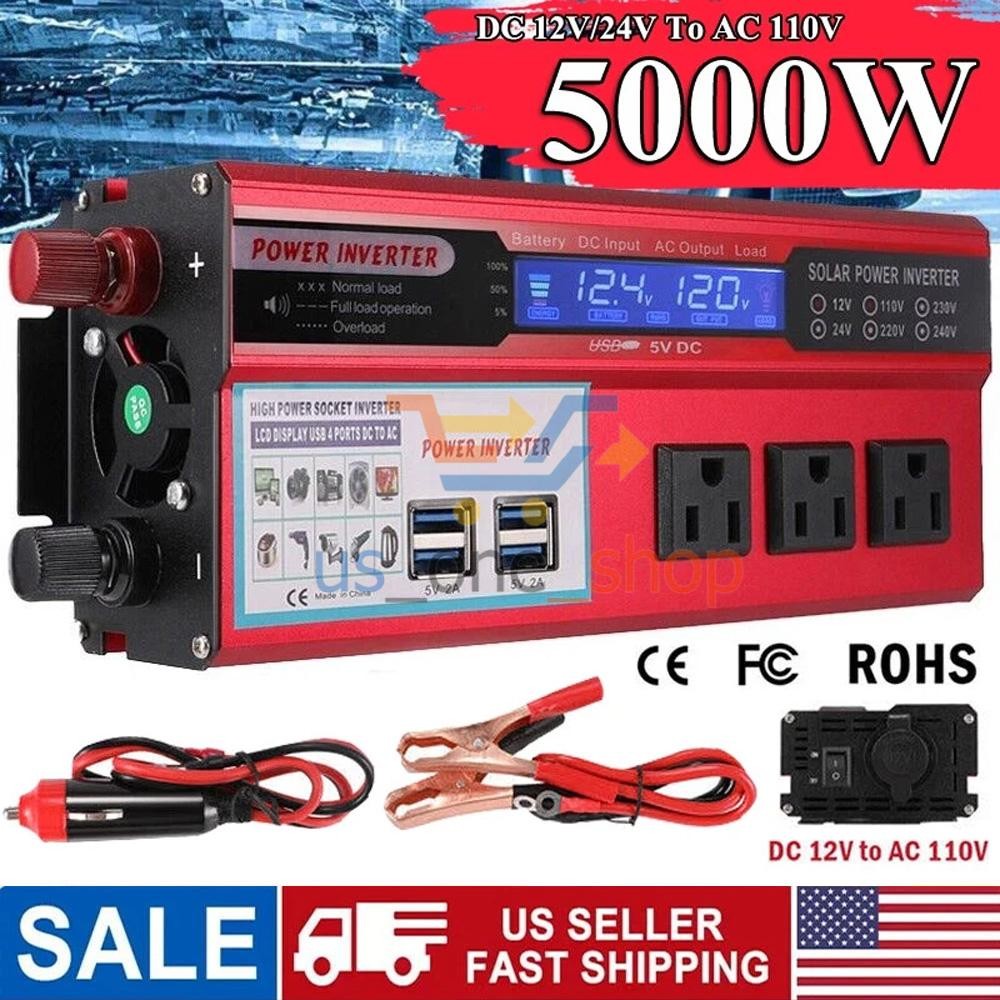 5000W Car Power Inverter DC 12V To AC 110V modified Sine Wave Solar Converter