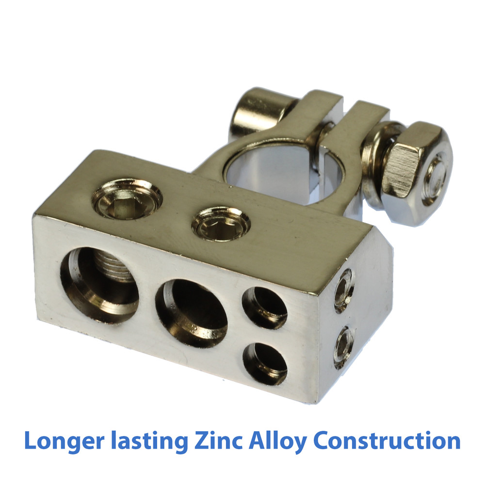 Multiple Wire input 1/0 4 and 8 AWG BATTERY Terminal fits Positive or Negative