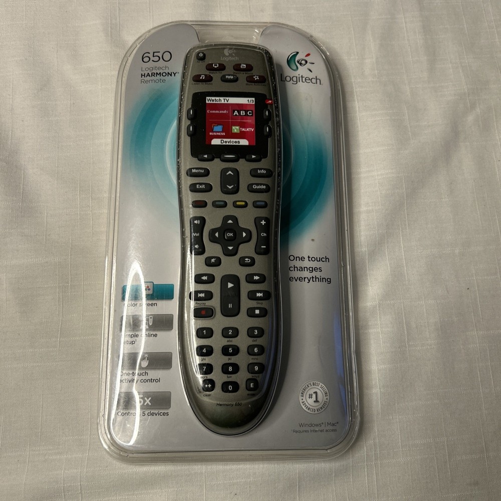 Logitech Harmony 650 Universal Color Screen Remote Silver – Sealed- PLEASE READ-