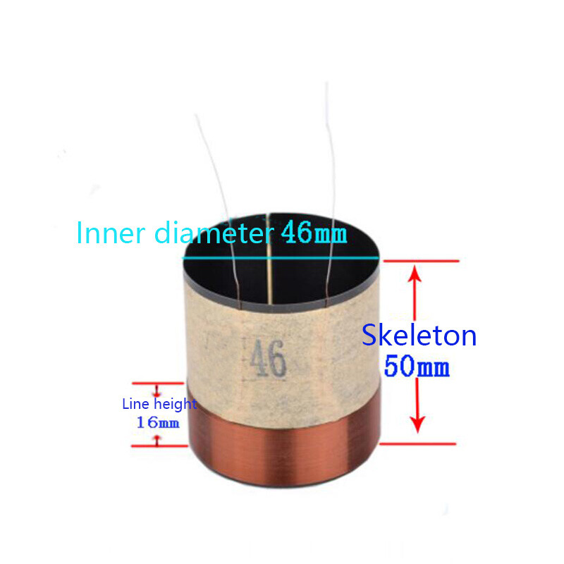 1pcs 46mm 8ohm 8Ω Black Aluminum Skeleton Bass Voice Coil Speaker Accessories