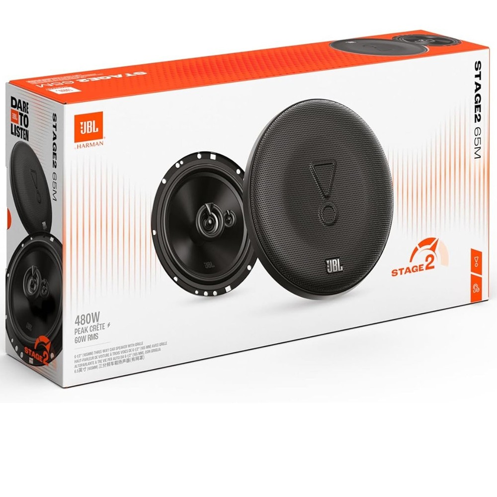 NEW JBL Stage2 GEN2 65M 6-1/2″ 3-way Car Speakers 480W Peak/60W RMS (Pair) 4 ohm