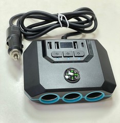 Car Cigarette Lighter Socket 3 USB Charger Splitter Outlet Power Adapter 12V-24V