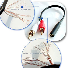 3.5mm Female to 2 RCA Male Y Splitter Audio Cable Stereo Adapter 8″ (2 Pack)