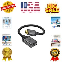 8K 4K Mini HDMI to HDMI Adapter 2.1, [8K@60Hz,4K@240Hz 144Hz 120Hz] Mini HDMI…
