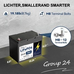 LGE 24V 50Ah LiFePO4 Lithium Battery for RV Marine Solar System with 50A BMS