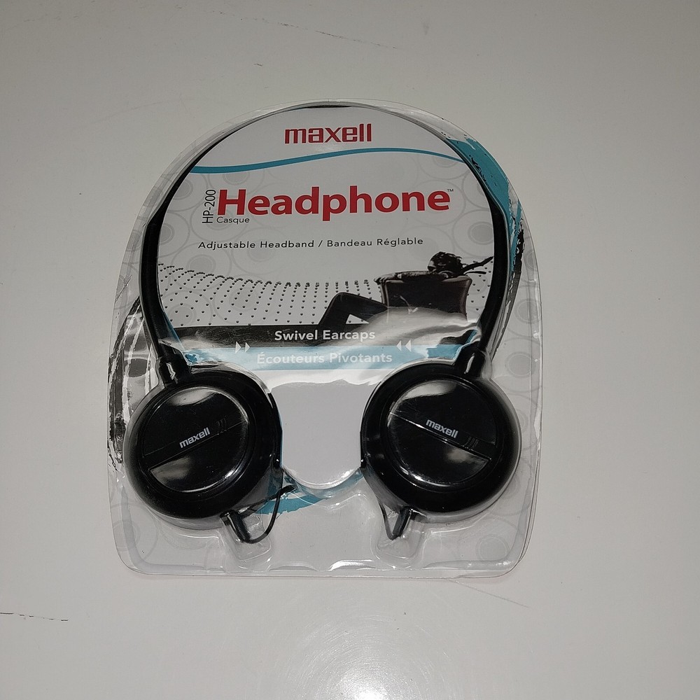 Maxell HP-200 Headphones Adjustable Headband Swivel Earcaps Brand New Sealed