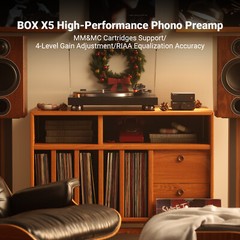 Fosi Audio Box X5 Phono Preamp for MM&MC Cartridge Turntable 4-Level Gain Solid