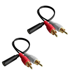 3.5mm Female to 2 RCA Male Y Splitter Audio Cable Stereo Adapter 8″ (2 Pack)