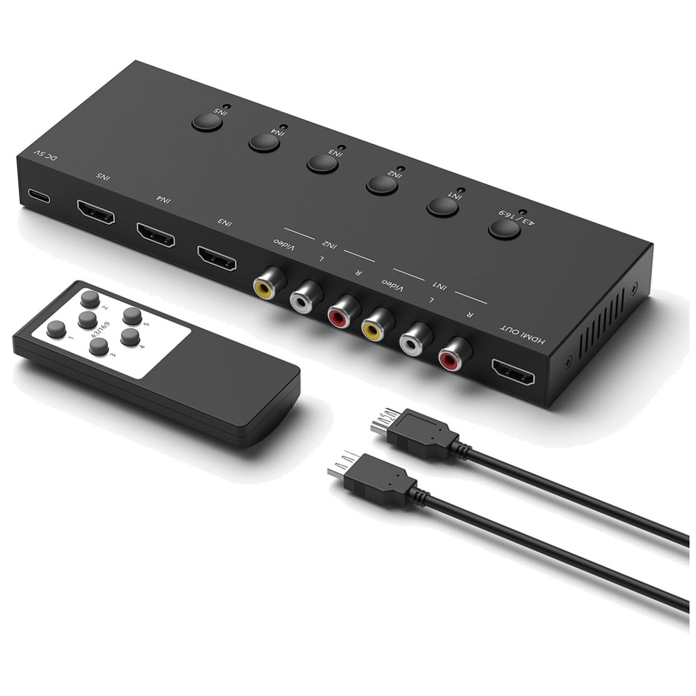 Gaming Console HDMI Switcher + AV to HDMI Converter