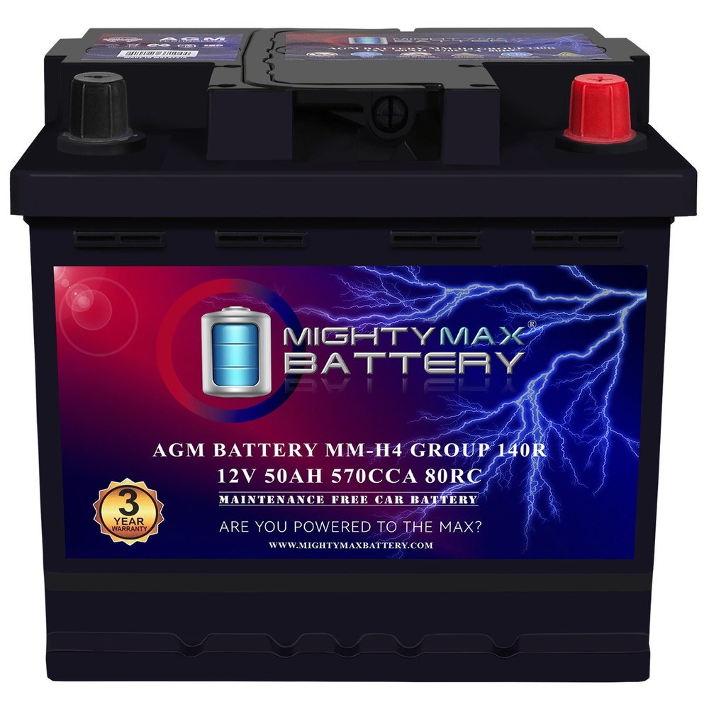 Mighty Max MM-H4 BCI Group 140R 12V 50AH 80RC 570CCA Rechargeable Car Battery