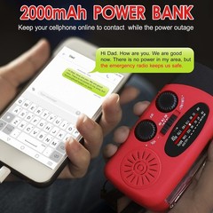 30000mAh Emergency Wind Up Dynamo Solar Hand Crank Radio FM/AM Power Bank Torch