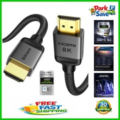 6.6ft HDMI 2.1 Cable with 48Gbps Speed – 4K/8K Support, eARC, Braided Design